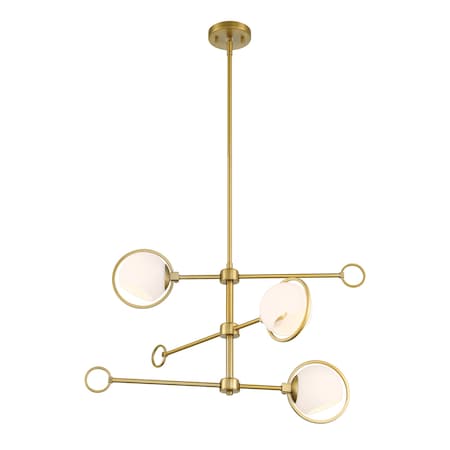 Designers Fountain Teatro 3 Light Modern Brushed Gold with Etched Opal Glass Shades Chandelier For Dining Rooms D296C-3CH-BG